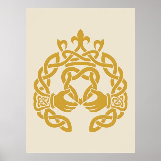 Goldenes Knotwork-Claddagh Poster (Vorne)