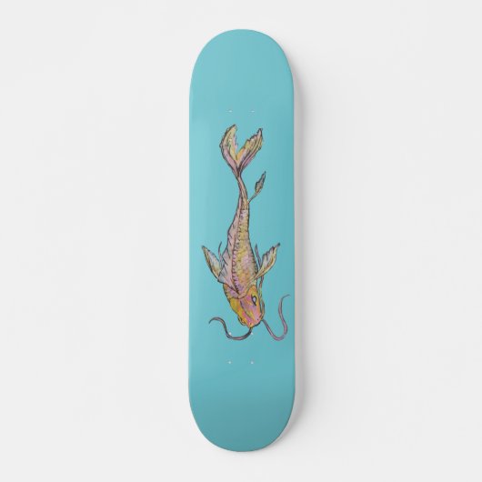 Goldenes Koi Aquarell-Skateboard Skateboard (Vorne)