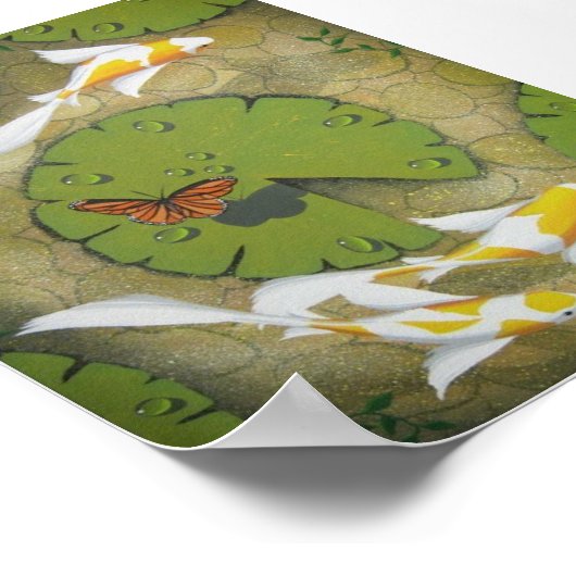 goldenes Koi-Gemälde Poster (Ecke)