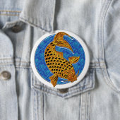 Goldenes Koi im blauen Glasteich Button (Beispiel)