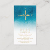 *~* goldenes Kompass-Strand-Ozean-Seeweißes Visitenkarte (Rückseite)