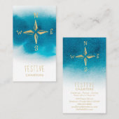 *~* goldenes Kompass-Strand-Ozean-Seeweißes Visitenkarte (Vorne/Hinten)