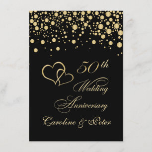 Goldenes Konfetti 50. Hochzeitstag Einladung
