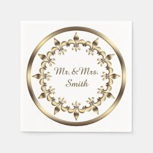 Goldenes königliches Kreiselement. Fleur-De-Lis. Serviette