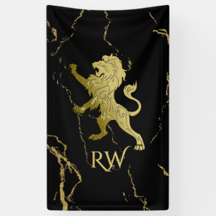 Goldenes königliches Löwenmonogramm Banner
