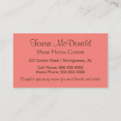 Goldenes korallenrotes visitenkarte (Rückseite)