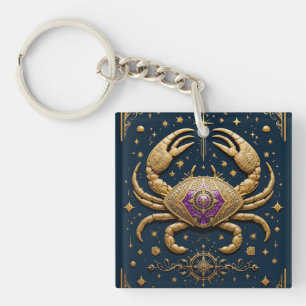 Goldenes Krebs-Zodiak-Symbol auf dunklem Hintergru Schlüsselanhänger