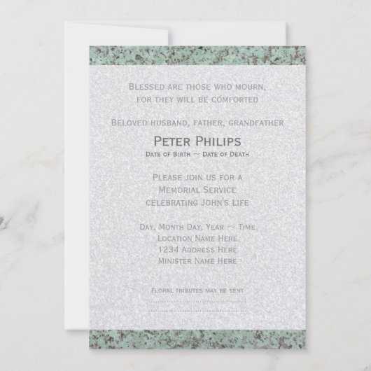 Goldenes Kreuz 2 Beerdigung Ankündigung (Rückseite)