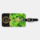 Goldenes Kreuz des Mosaik-abstraktes Fleck-Glas-| Gepäckanhänger (Vorderseite horizontal)