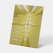 Goldenes Kreuz Fraktal Kunst mit dem Bibel Verse Sockelschild (Vorderseite)