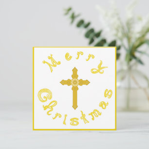 Goldenes Kreuz Frohe Weihnachten Stoff Schrift Kre