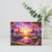 Goldenes Kreuz im Himmlischen Paradies Postkarte (Stehend Vorderseite)