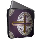 Goldenes Kreuz Mandala Laptopschutzhülle (Vorne Rechts)