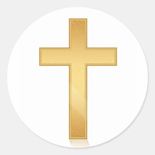 Goldenes Kreuz Modern Minimalistisch Elegant Katho Runder Aufkleber