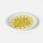Goldenes Kreuz Pappteller (Schrägansicht)