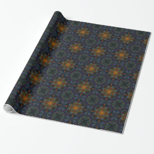 Goldenes Kreuz Symmetrisches Muster Geschenkpapier