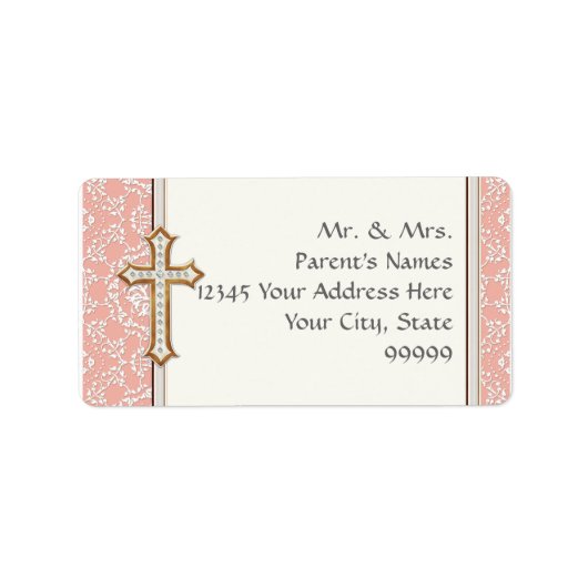 Goldenes Kreuzmädchen Adressaufkleber (Vorne)