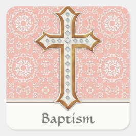 Goldenes Kreuzmädchen Quadratischer Aufkleber