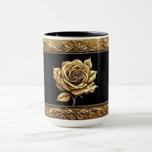 Goldenes künstlerisches Rosendesign mit aufwendige Tasse