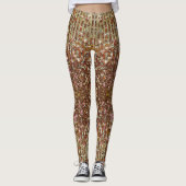 Goldenes Kupferglitzern Amber-Sequenzmuster Leggings (Vorderseite)