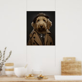 Goldenes Labradoodle als Sherlock Holmes verkleide Poster (Küche)