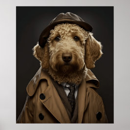 Goldenes Labradoodle als Sherlock Holmes verkleide Poster