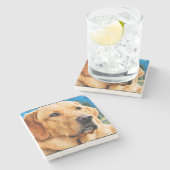 Goldenes Labrador retriever Steinuntersetzer (Seitenansicht)