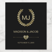 Goldenes Laurel & Herz Weinetikett (Einzelnes Label)