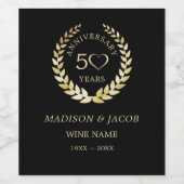 Goldenes Laurel & Herzensjubiläum Weinkarte Weinetikett (Einzelnes Label)