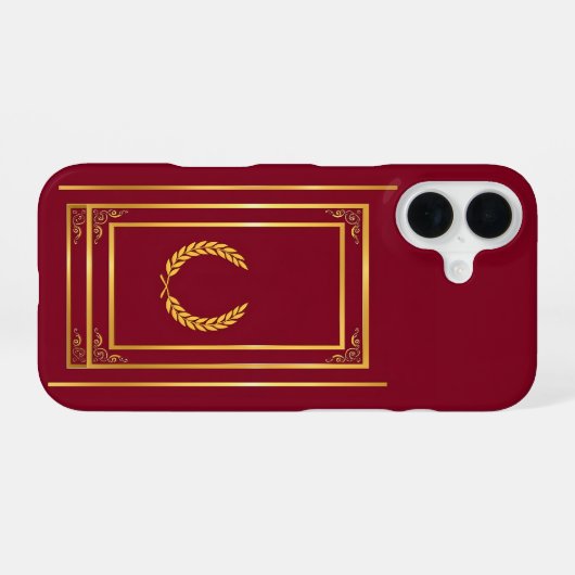 Goldenes Laurel in rechteckigem Rahmen auf braun iPhone 16 Hülle (Rückseite (Horizontal))