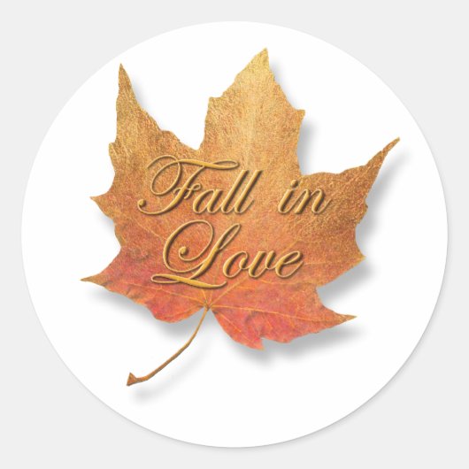 Goldenes Leaf fällt in der Liebe. Runder Aufkleber (Vorderseite)