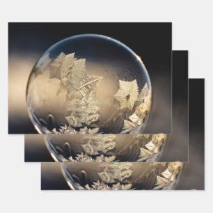 Goldenes Leaf gefüllt Blase im Schnee Geschenkpapier Set