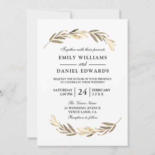 Goldenes Leaf Moderne Kunst, Dichtung und Musik Einladung (Vorderseite)