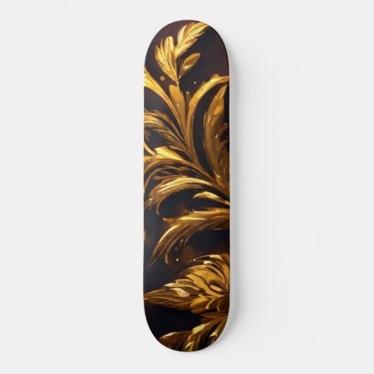 Goldenes Leaf-Muster Skateboard: Natur trifft Luxu Skateboard (Vorderseite)