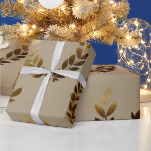 Goldenes Leaf-Umschlagpapier Elegantes botanisch Geschenkpapier