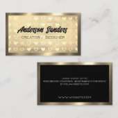 Goldenes Lederherzenmuster Visitenkarte (Vorne/Hinten)