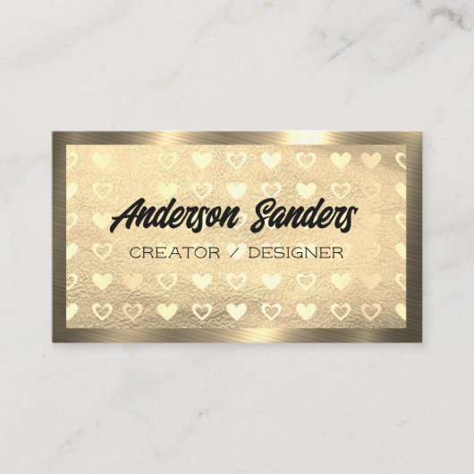 Goldenes Lederherzenmuster Visitenkarte (Vorderseite)