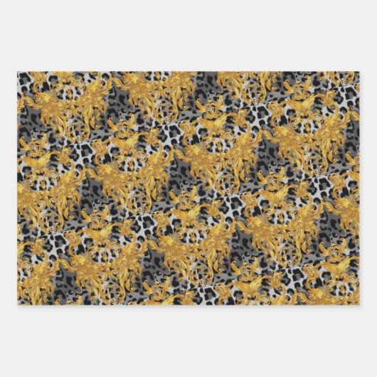Goldenes Leopard-Wrapping Paper Geschenkpapier Set (Vorderseite 3)