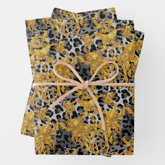 Goldenes Leopard-Wrapping Paper Geschenkpapier Set (Beispiel)