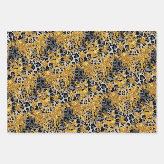 Goldenes Leopard-Wrapping Paper Geschenkpapier Set (Vorderseite)