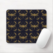 Goldenes Libellenmuster - dunkel Mousepad (Mit Mouse)
