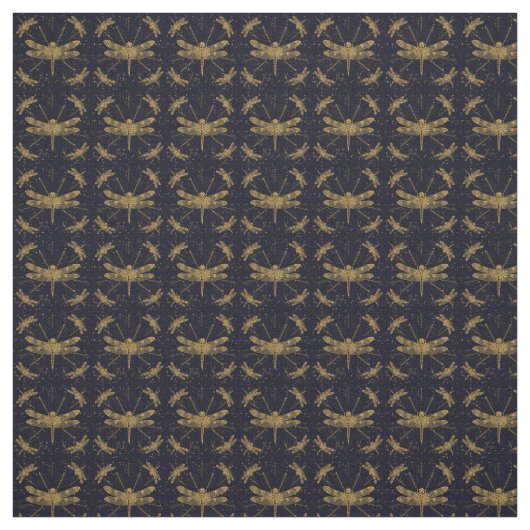 Goldenes Libellenmuster - dunkel Stoff (Muster)