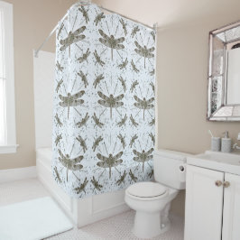 Goldenes Libellenmuster - leicht Duschvorhang
