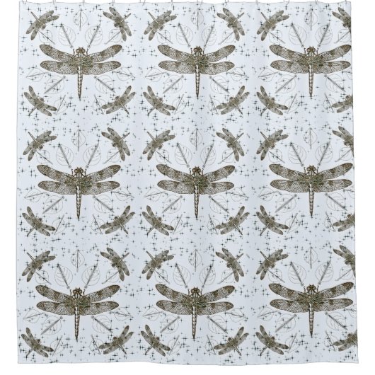 Goldenes Libellenmuster - leicht Duschvorhang (Vorderseite)