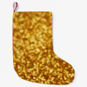 Goldenes Licht Bokeh Abstrakter Hintergrund Kleiner Weihnachtsstrumpf