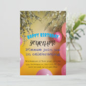 Goldenes Licht: Eine Blühend Fantasy-Feier Einladung (Stehend Vorderseite)