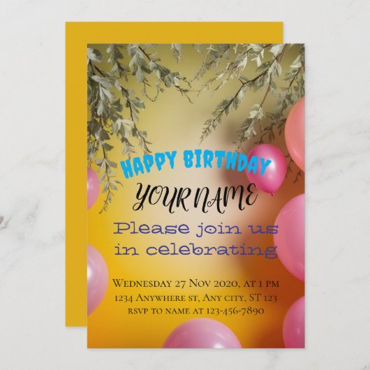 Goldenes Licht: Eine Blühend Fantasy-Feier Einladung (Vorne/Hinten)