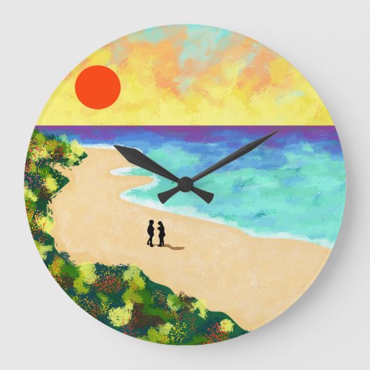 Goldenes Licht Große Wanduhr (Vorderseite)