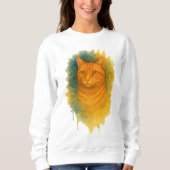 Goldenes Licht: T - Shirt der Wasserfarbe Katze (Vorderseite)