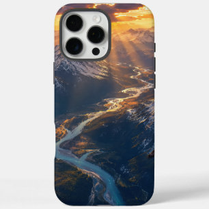 Goldenes Licht über dem alpinen Fluss001 iPhone 16 Pro Max Hülle
